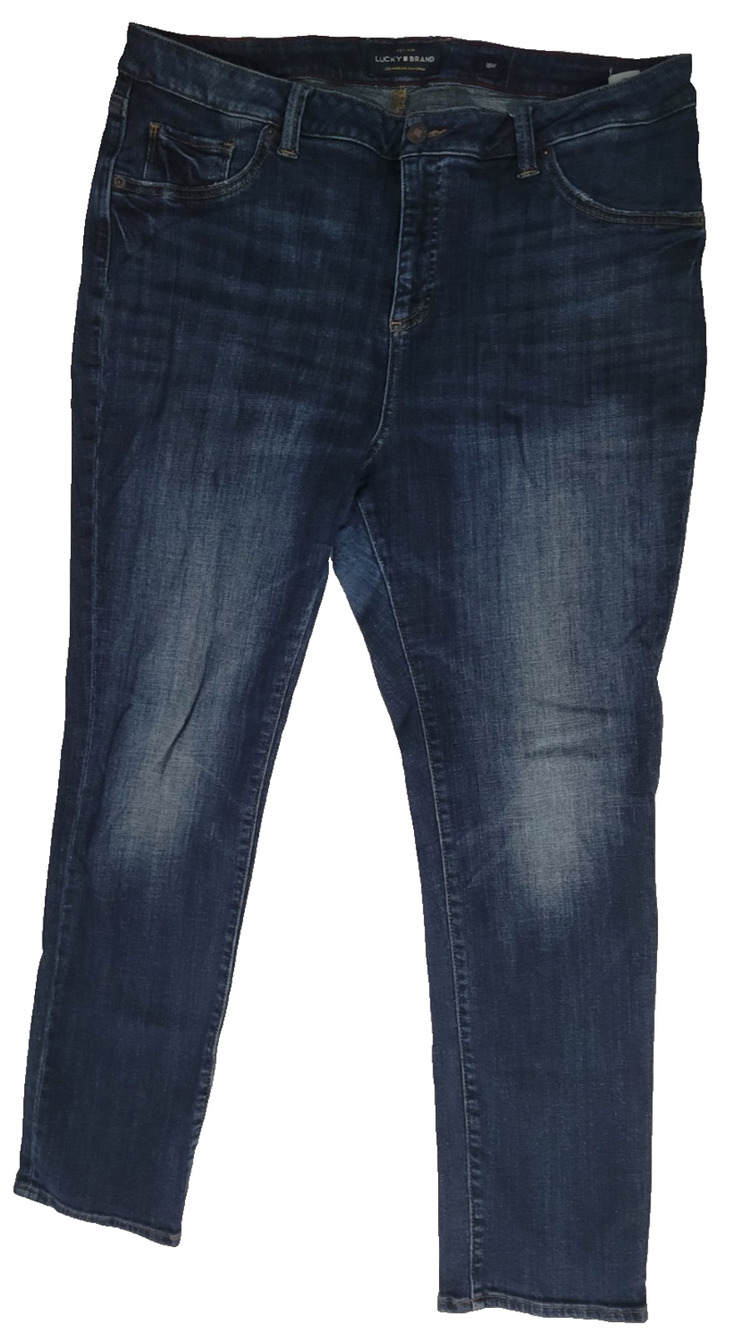 Lucky Brand Womens 18W Emma Straight Jeans Dark Wash Stretch Denim Plus Size